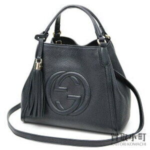 Gucci Soho Shoulder Bag Black Calfskin Tassel Interlocking GG Fringe